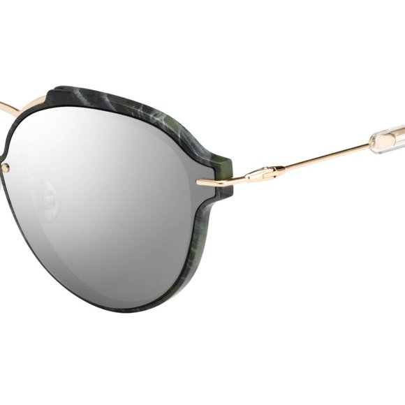 Dior Gold Green & Silver Women's Round Mirrored Dioreclat Gc1 Sunglasses - Picture 2 of 4